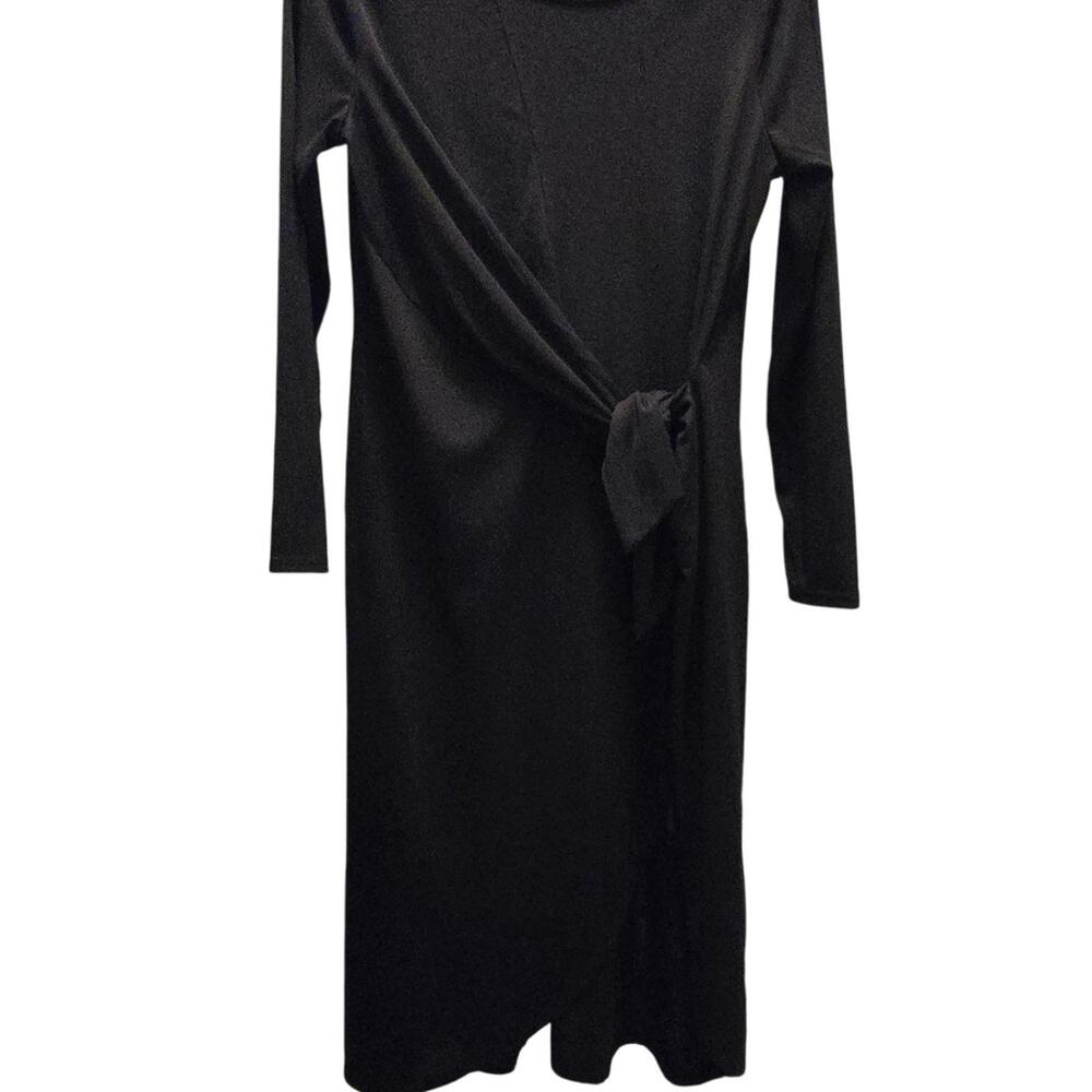 Who What Wear Elegant Black Long Sleeve Dress with‎ Side Knot Detail